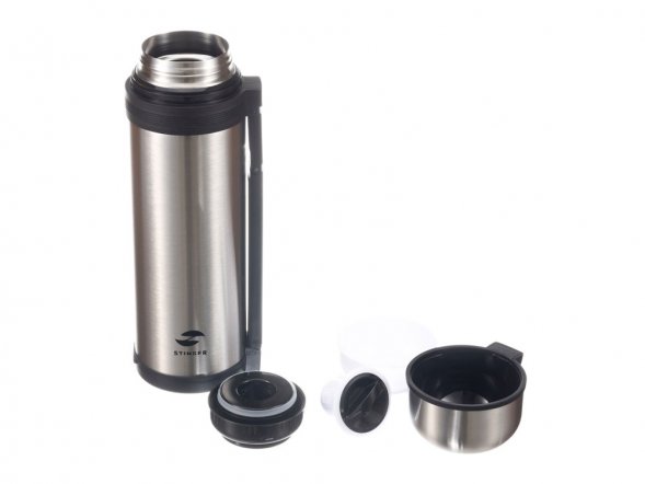 Термос Stinger, 1,8 л, широкий с ручкой, нержавеющая сталь, серебристый, 12,2 х 10,9 х 35,6 см 