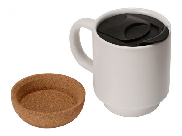 Кружка Denpasar с пробковым дном и крышкой, цветная с двух сторон, белый 