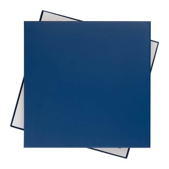 Подарочная коробка с ложементом для ежедневника, ручки и аккумулятора, синяя (под съемные ложементы) 