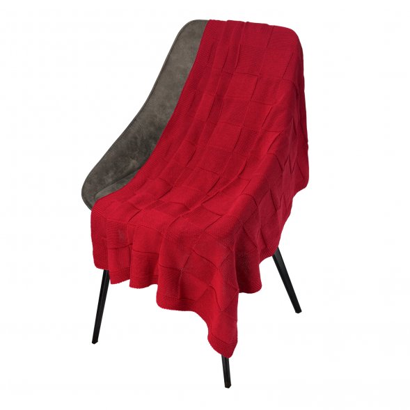 Плед Cella вязаный, красный (без подарочной коробки) 