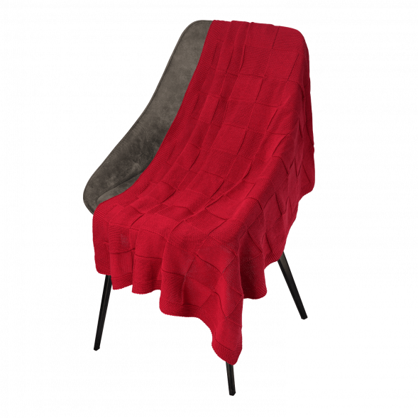 Плед Cella вязаный, красный (без подарочной коробки) 