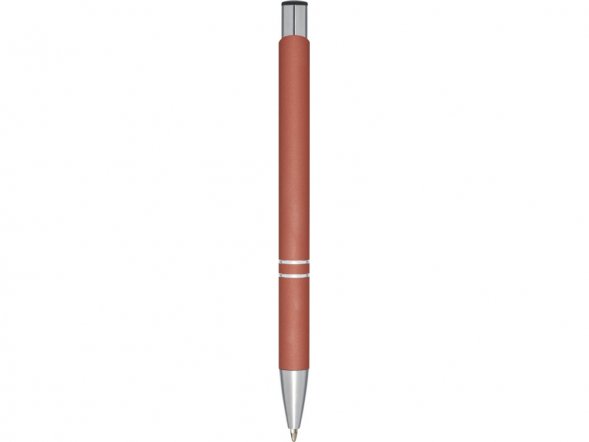 Шариковая кнопочная ручка Moneta с матовым антискользящим покрытием, красный кирпичный 
