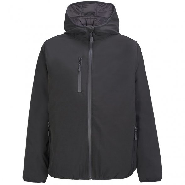 Куртка софтшелл с капюшоном мужская Falcon Men, черная 