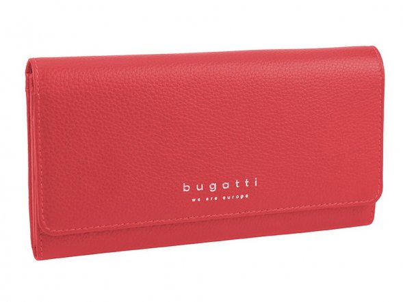 Кошелёк женский BUGATTI Linda, красный, натуральная воловья кожа, 19х3х10 см 