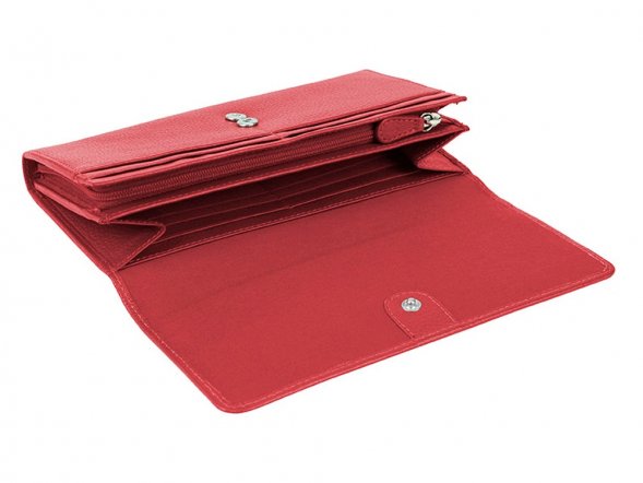 Кошелёк женский BUGATTI Linda, красный, натуральная воловья кожа, 19х3х10 см 