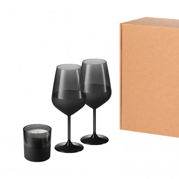 Подарочный набор свеча + 2 бокала для вина Black Edition, черный 