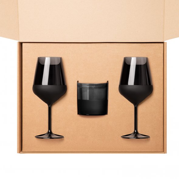 Подарочный набор свеча + 2 бокала для вина Black Edition, черный 