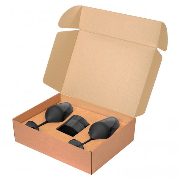 Подарочный набор свеча + 2 бокала для вина Black Edition, черный 