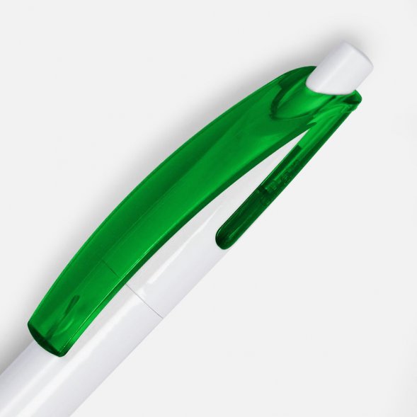 Ручка шариковая Bento, белая с зеленым 