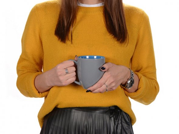 Кружка керамическая Gracy 450мл, серый/голубой 