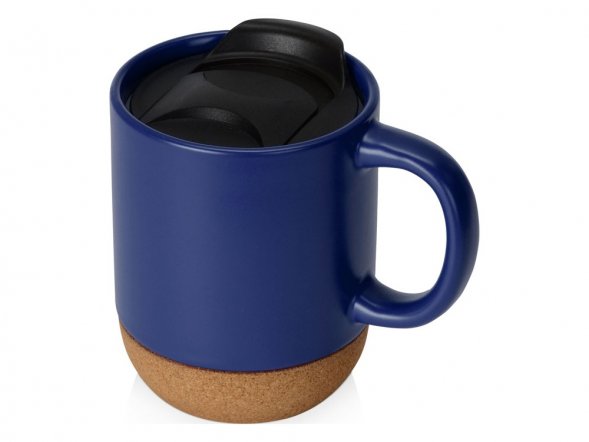 Кружка Denpasar с пробковым дном и крышкой, цветная с двух сторон, синий 