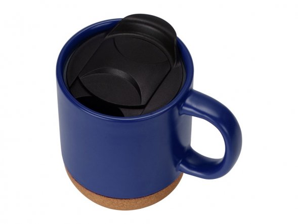 Кружка Denpasar с пробковым дном и крышкой, цветная с двух сторон, синий 