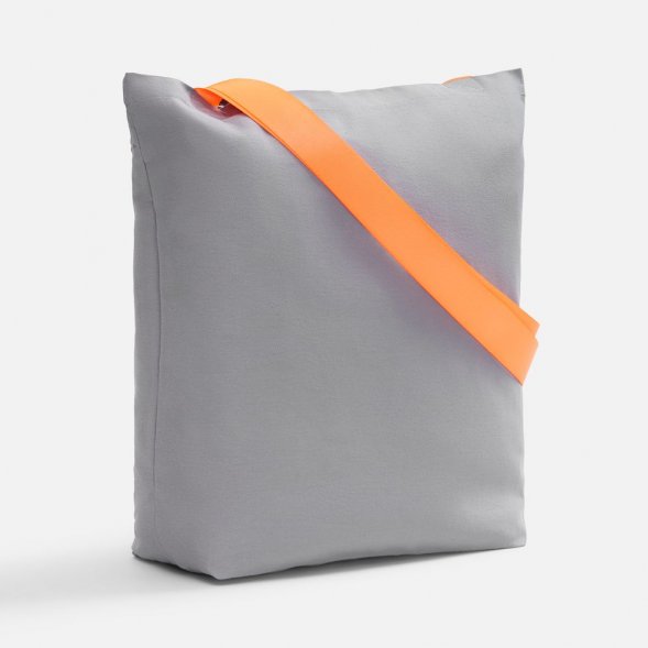 Шопер B5, серый с широкими оранжевыми ручками 