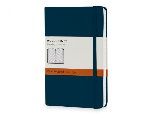 Записная книжка Moleskine Classic (в линейку) в твердой обложке, Pocket (9x14см), голубой сапфир 