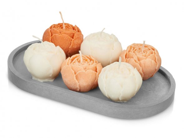 Набор свечей на подставке Пионы 