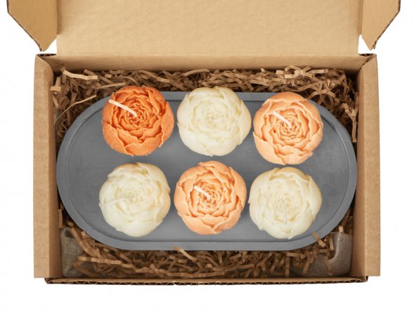 Набор свечей на подставке Пионы 