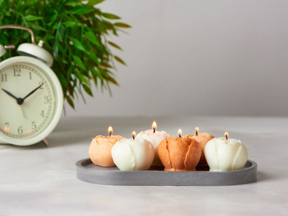 Набор свечей на подставке Пионы 