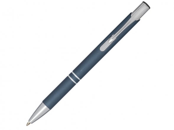 Шариковая кнопочная ручка Moneta с матовым антискользящим покрытием, синий 
