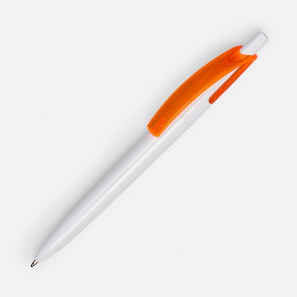 Ручка шариковая Bento, белая с оранжевым 