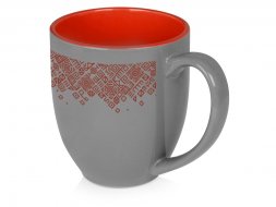 Кружка керамическая Gracy 450мл, серый/красный