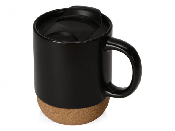 Кружка Denpasar с пробковым дном и крышкой, цветная с двух сторон, черный 