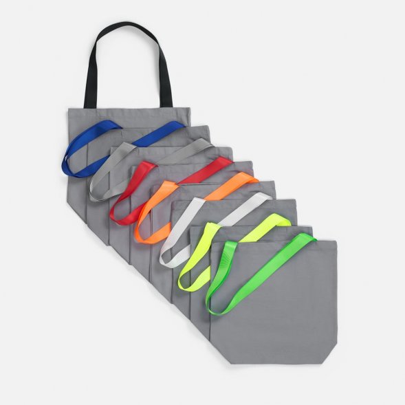 Шопер B5, серый с широкими черными ручками 