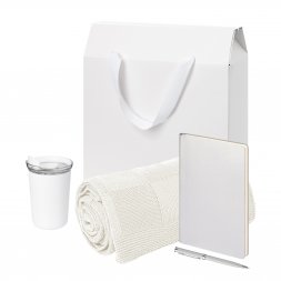 Подарочный набор Welcome Pack Spark, серебряный (термокружка,ежедневник, ручка, плед, коробка-пакет)
