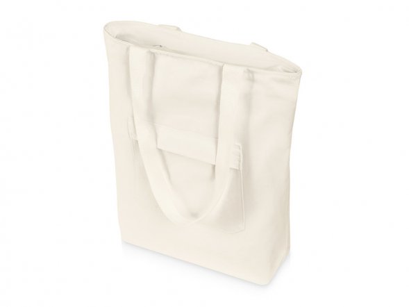 Сумка на молнии Zipper из хлопка 280 г c карманом на молнии спереди, натуральный 