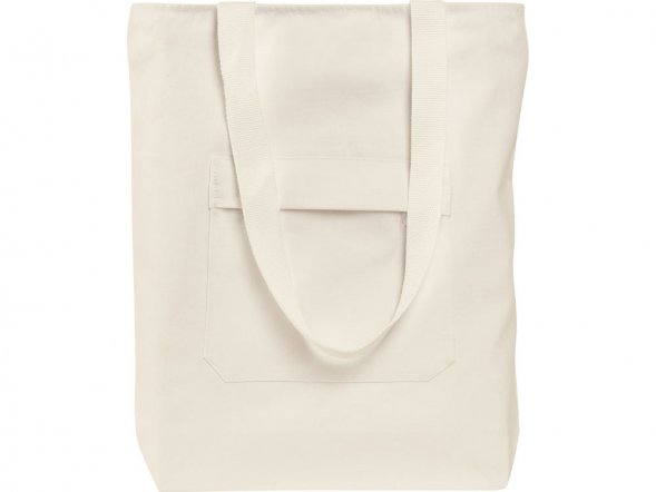 Сумка на молнии Zipper из хлопка 280 г c карманом на молнии спереди, натуральный 