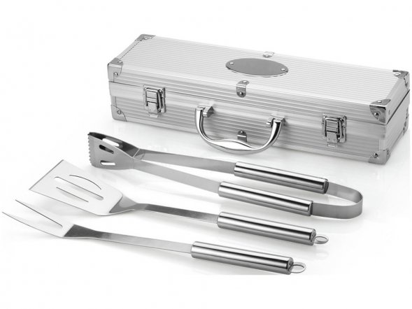 Набор для барбекю в кейсе: лопатка, щипцы, вилка Salvy (P) 