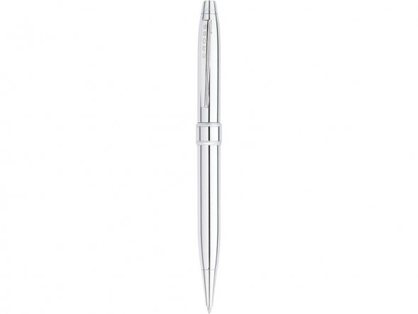 Ручка шариковая Cross модель Stratford в футляре, серебристая глянцевая 