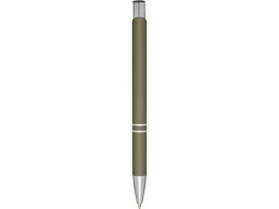 Шариковая кнопочная ручка Moneta с матовым антискользящим покрытием, зеленый лесной