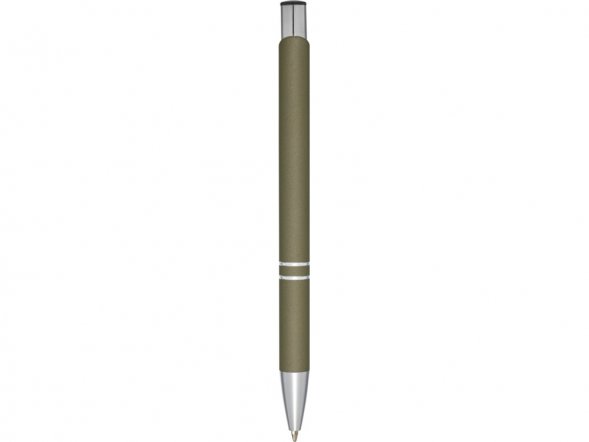 Шариковая кнопочная ручка Moneta с матовым антискользящим покрытием, зеленый лесной 