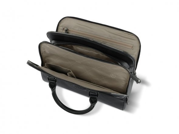 Сумка женская BUGATTI Elsa, чёрная, воловья кожа/полиэстер, 32х13х22 см 