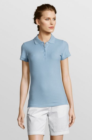 Рубашка поло женская People 210, голубая 