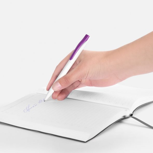 Ручка шариковая Pin, белая с фиолетовым 