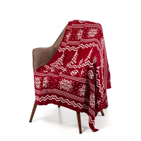 Плед Elnik, красный с молочно-белым 