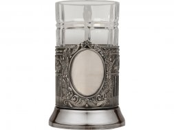 Подстаканник с хрустальным стаканом Базовый-М, серебристый/прозрачный