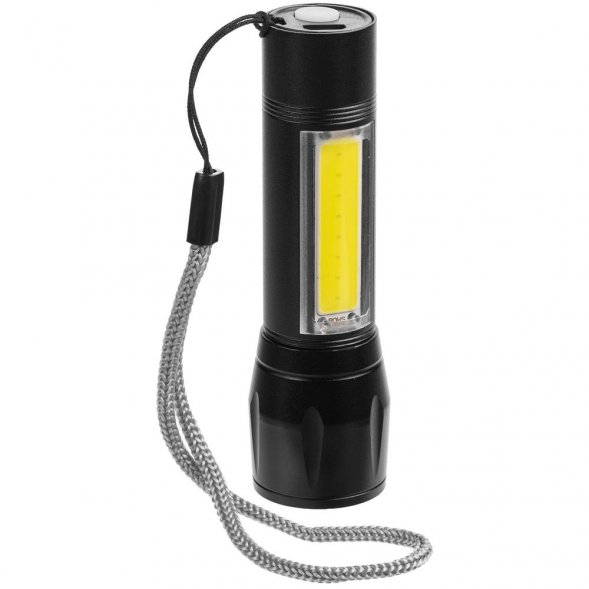 Фонарик аккумуляторный с фокусировкой луча Kirk, черный 