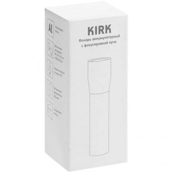 Фонарик аккумуляторный с фокусировкой луча Kirk, черный 