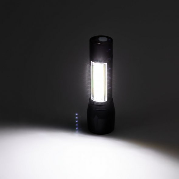 Фонарик аккумуляторный с фокусировкой луча Kirk, черный 