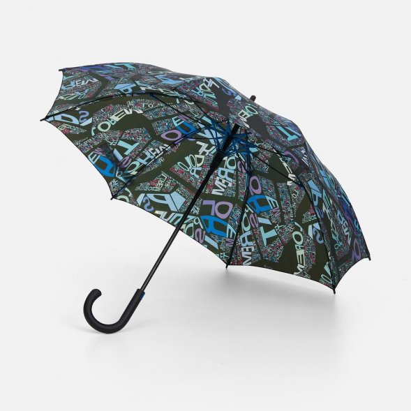 Зонт-трость Undercolor с полной запечаткой на заказ, с голубыми спицами 