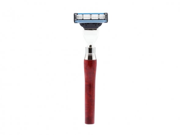 Бритвенный набор Mondial: станок MACH3, помазок, подставка; корень шиповника 