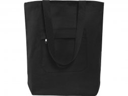 Сумка на молнии Zipper из хлопка 280 г c карманом на молнии спереди, черный