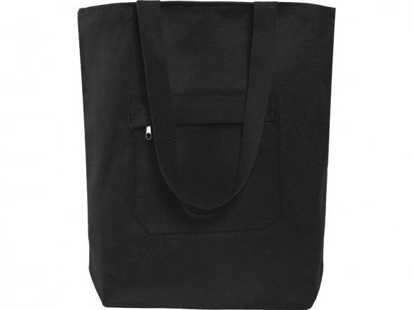 Сумка на молнии Zipper из хлопка 280 г c карманом на молнии спереди, черный 