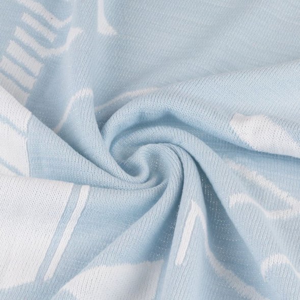 Плед Winterflake, бело-голубой с люрексом 