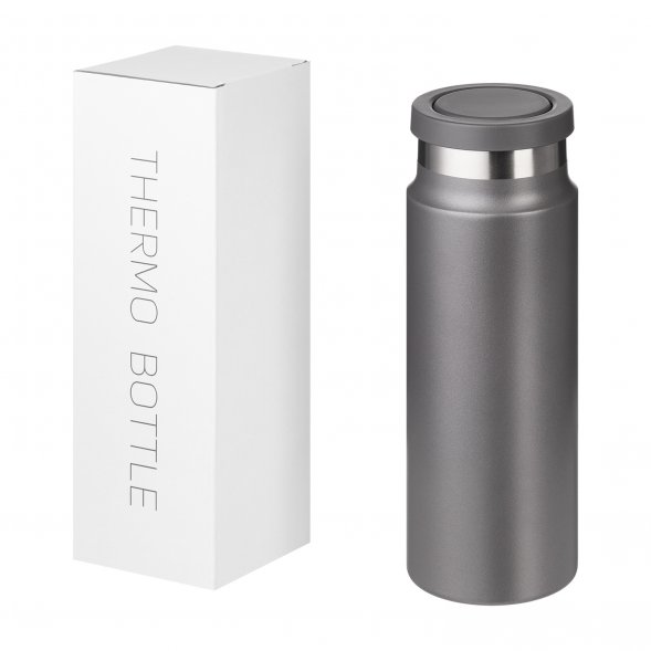 Термобутылка вакуумная герметичная Allegra, глянцевая серая 