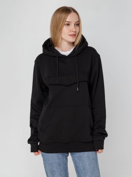 Худи унисекс с карманом на груди Chest Pocket, черное 