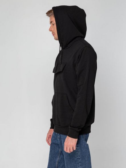 Худи унисекс с карманом на груди Chest Pocket, черное 