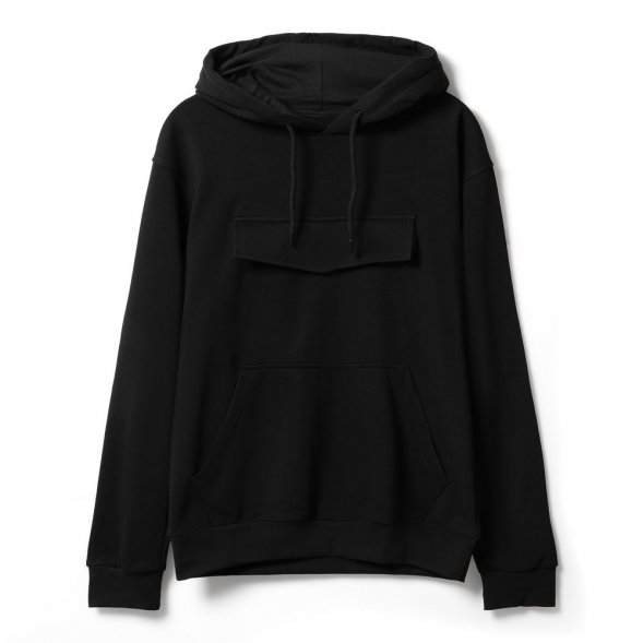 Худи унисекс с карманом на груди Chest Pocket, черное 